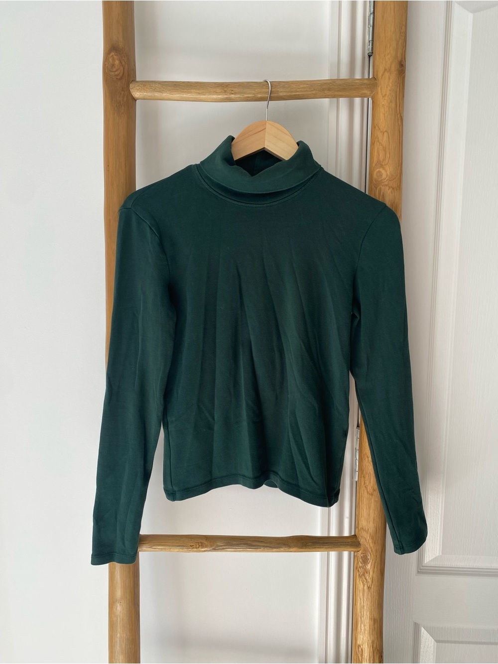 Zara Forest Dark Green Fitted Turtleneck Long Sleeve Top Size Large